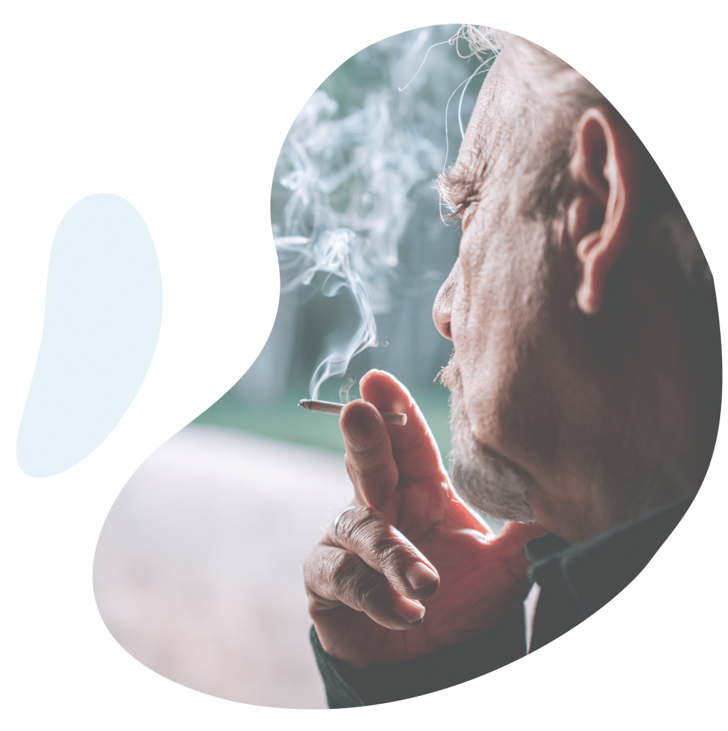 An old man coping with intense emotions by substance abuse.